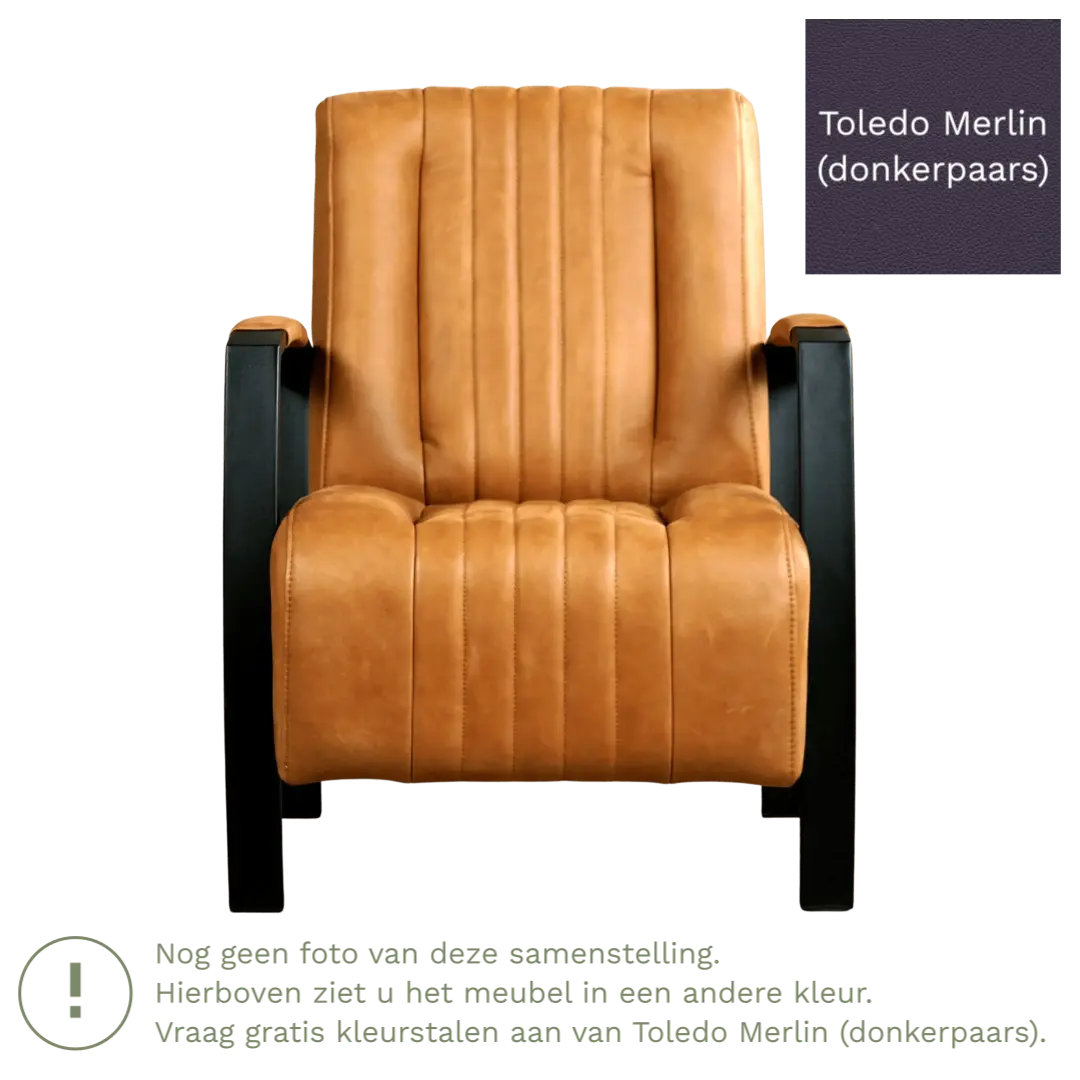 afbeelding van Leren fauteuil Glamour - Toledo Merlin (donkerpaars)