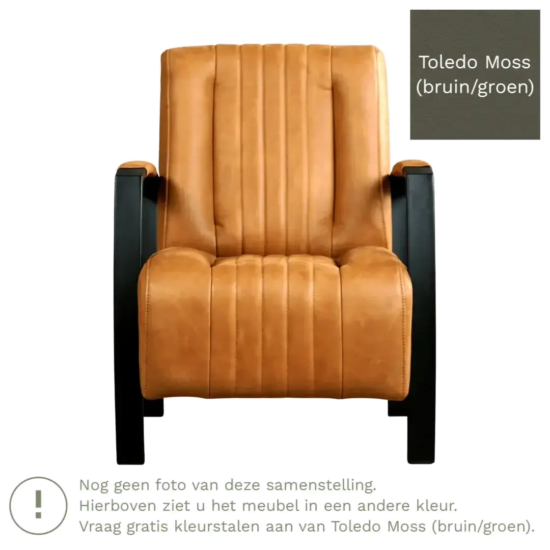 afbeelding van Leren fauteuil Glamour - Toledo Moss (bruin/groen)