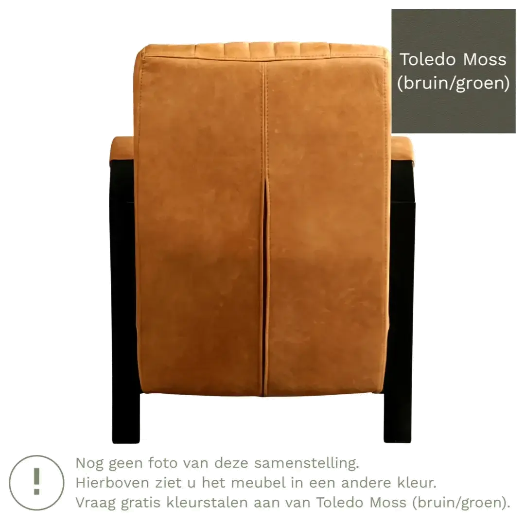 afbeelding van Leren fauteuil Glamour - Toledo Moss (bruin/groen)