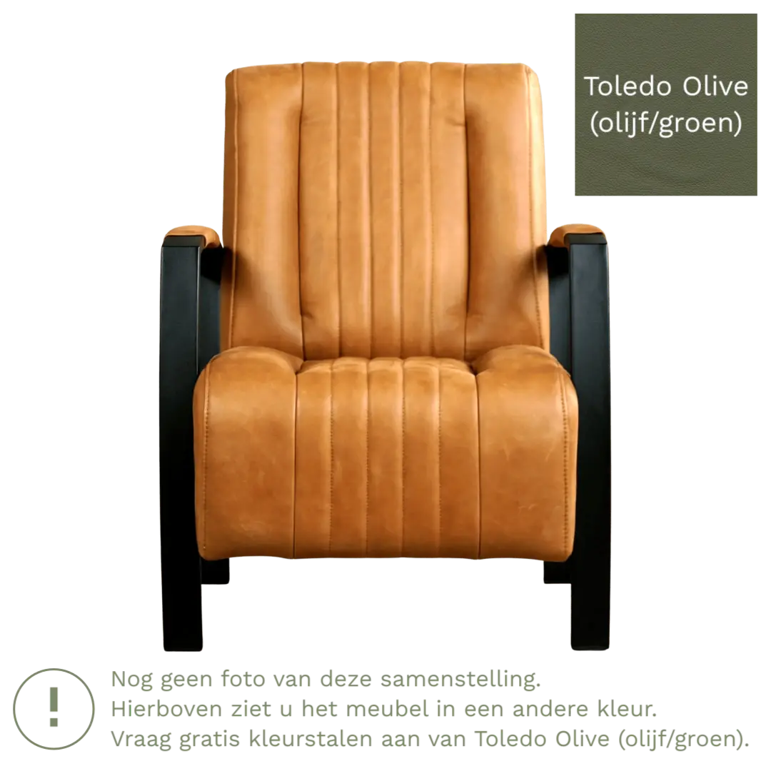 afbeelding van Leren fauteuil Glamour - Toledo Olive (olijf/goen)