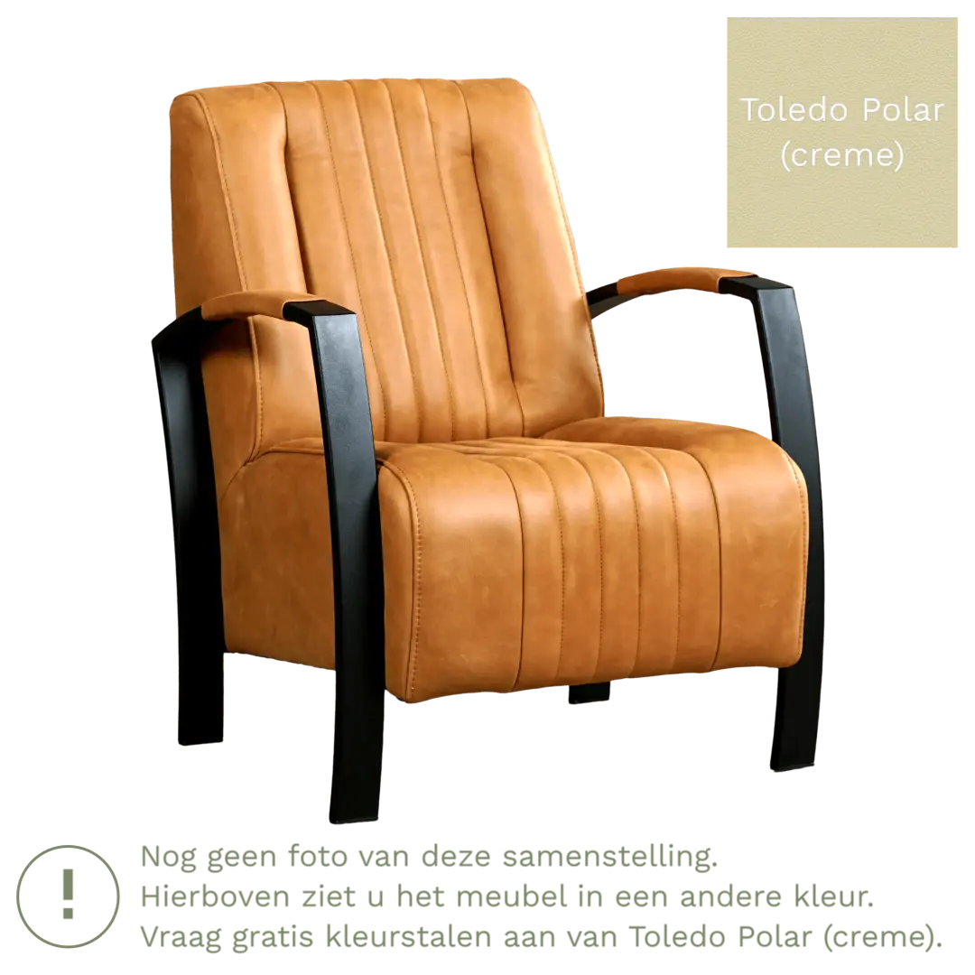 afbeelding van Leren fauteuil Glamour - Toledo Polar (crème)