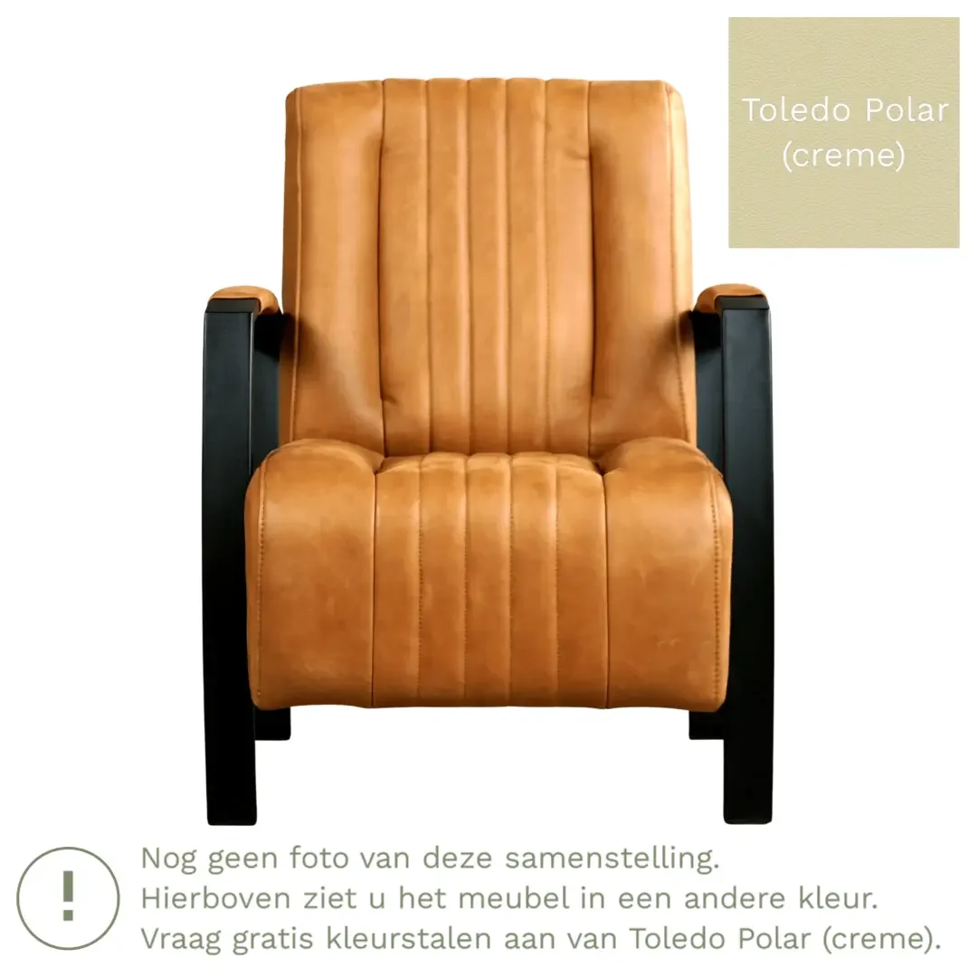afbeelding van Leren fauteuil Glamour - Toledo Polar (crème)