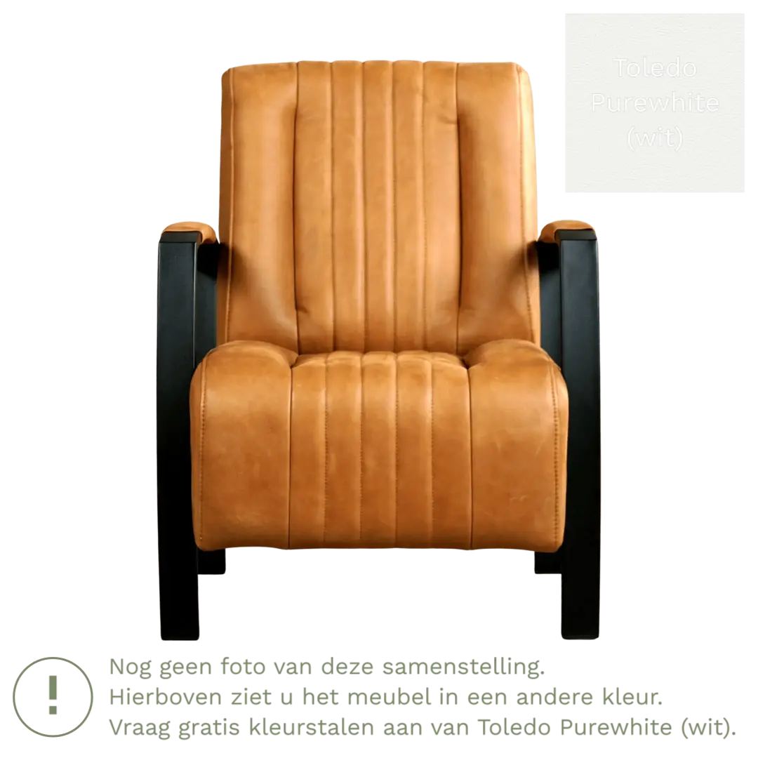 afbeelding van Leren fauteuil Glamour - Toledo Purewhite (wit)