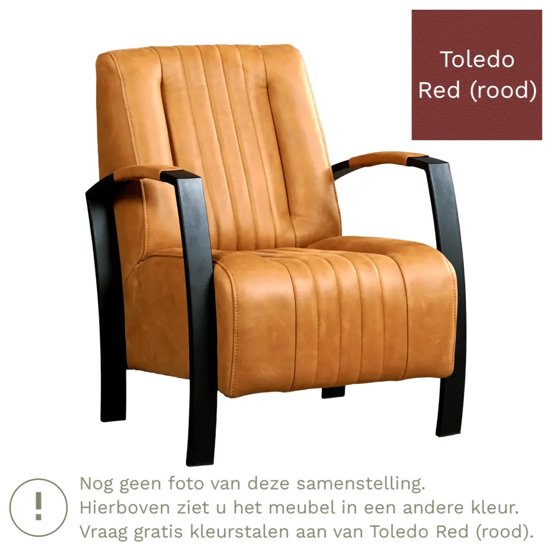 afbeelding van Leren fauteuil Glamour - Toledo Red (rood)