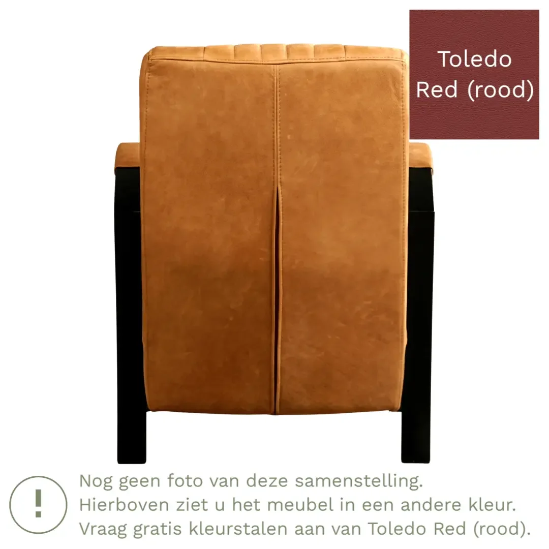 afbeelding van Leren fauteuil Glamour - Toledo Red (rood)