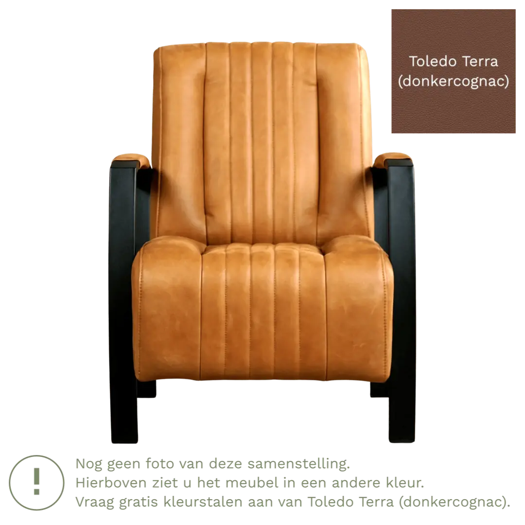 afbeelding van Leren fauteuil Glamour - Toledo Terra (donkercognac)