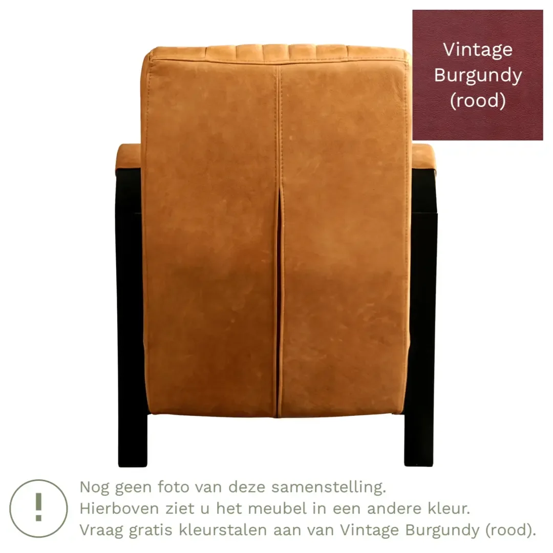afbeelding van Leren fauteuil Glamour - Vintage Burgundy (rood)