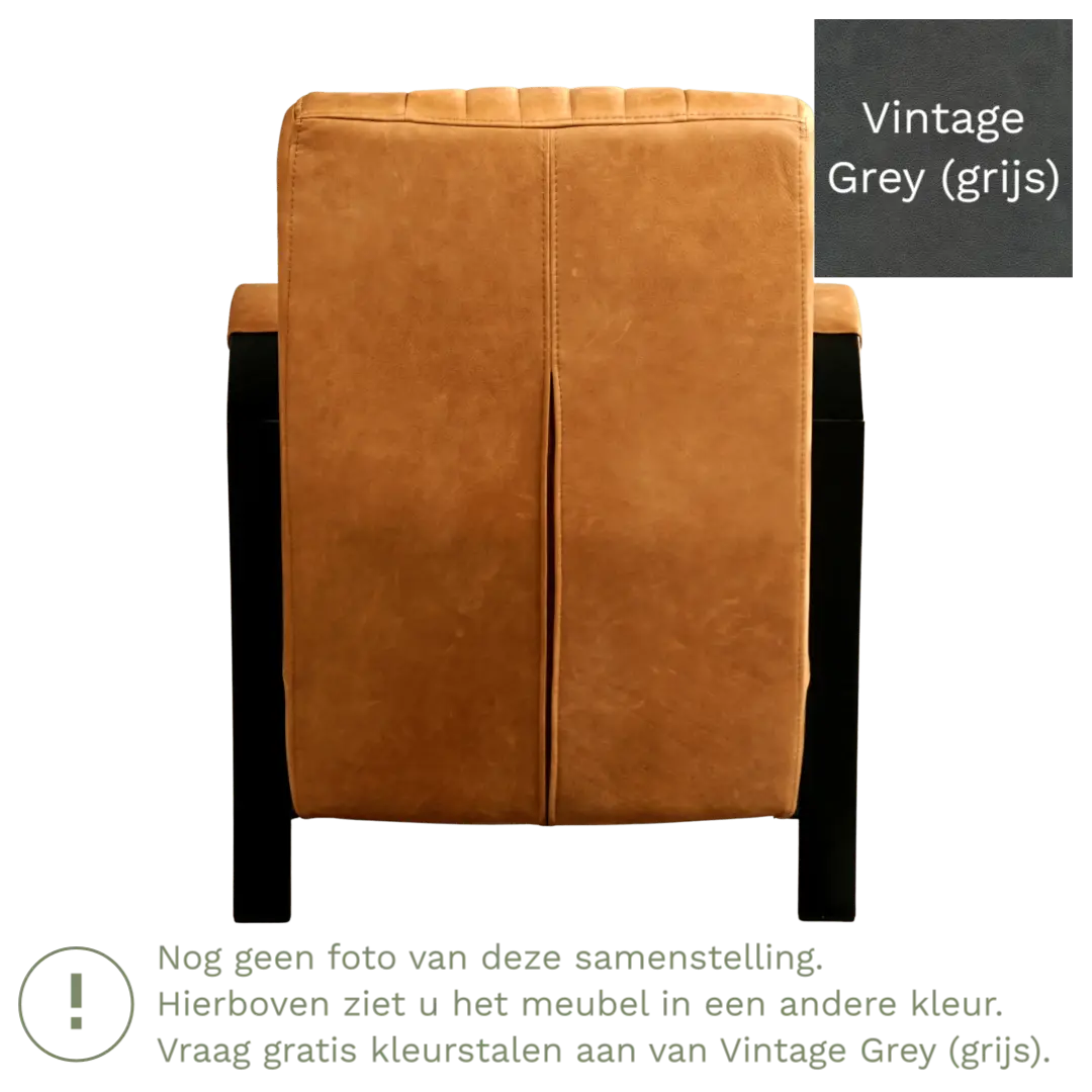 afbeelding van Leren fauteuil Glamour - Vintage Grey (grijs)