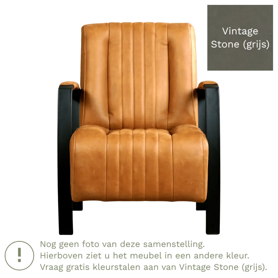 afbeelding van Leren fauteuil Glamour - Vintage Stone (grijs)