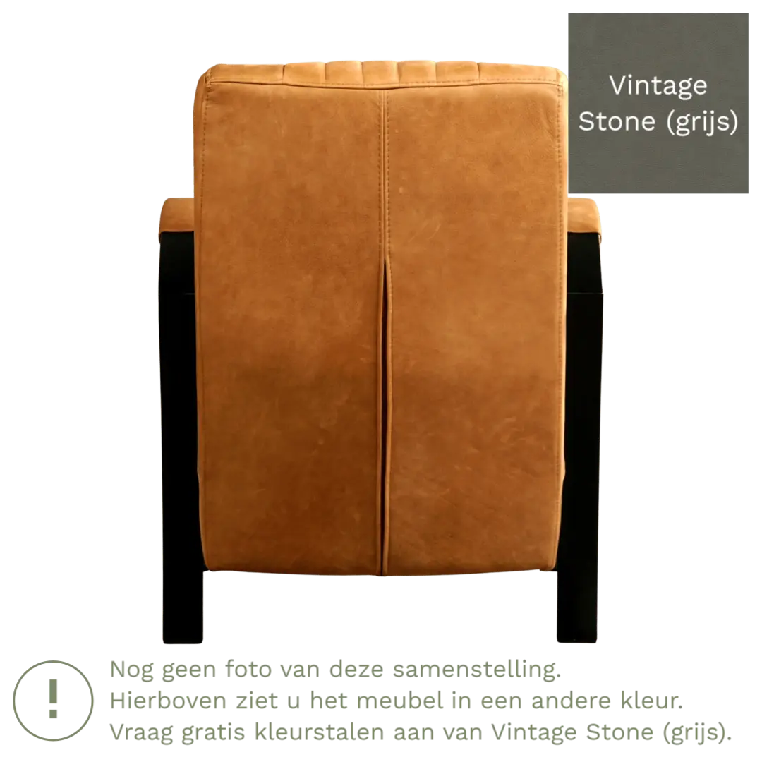 afbeelding van Leren fauteuil Glamour - Vintage Stone (grijs)