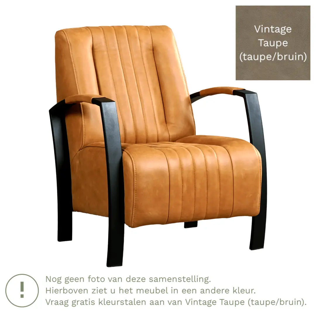 afbeelding van Leren fauteuil Glamour - Vintage Taupe (taupe/bruin)