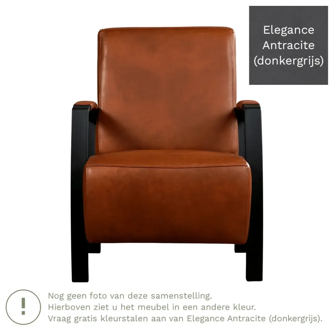 afbeelding van Leren fauteuil Glory - Elegance Antracite (donkergrijs)