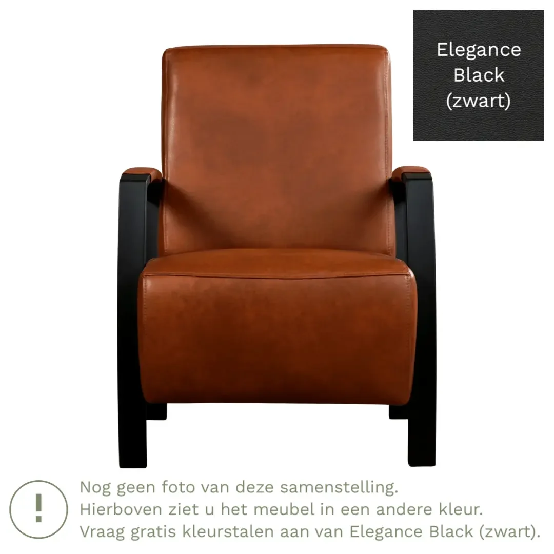 afbeelding van Leren fauteuil Glory - Elegance Black (zwart)