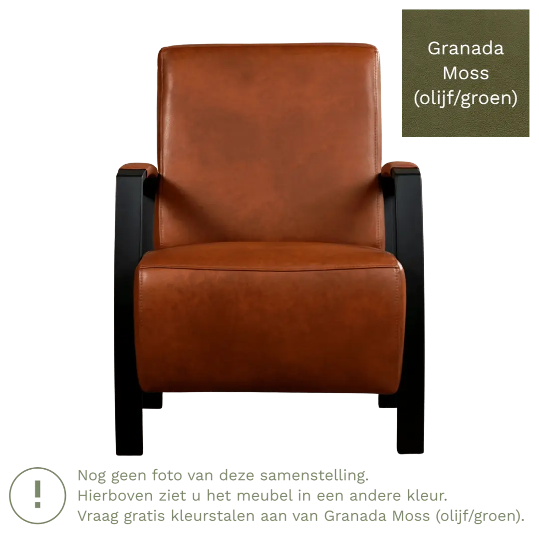 afbeelding van Leren fauteuil Glory - Granada Moss (olijf/groen)