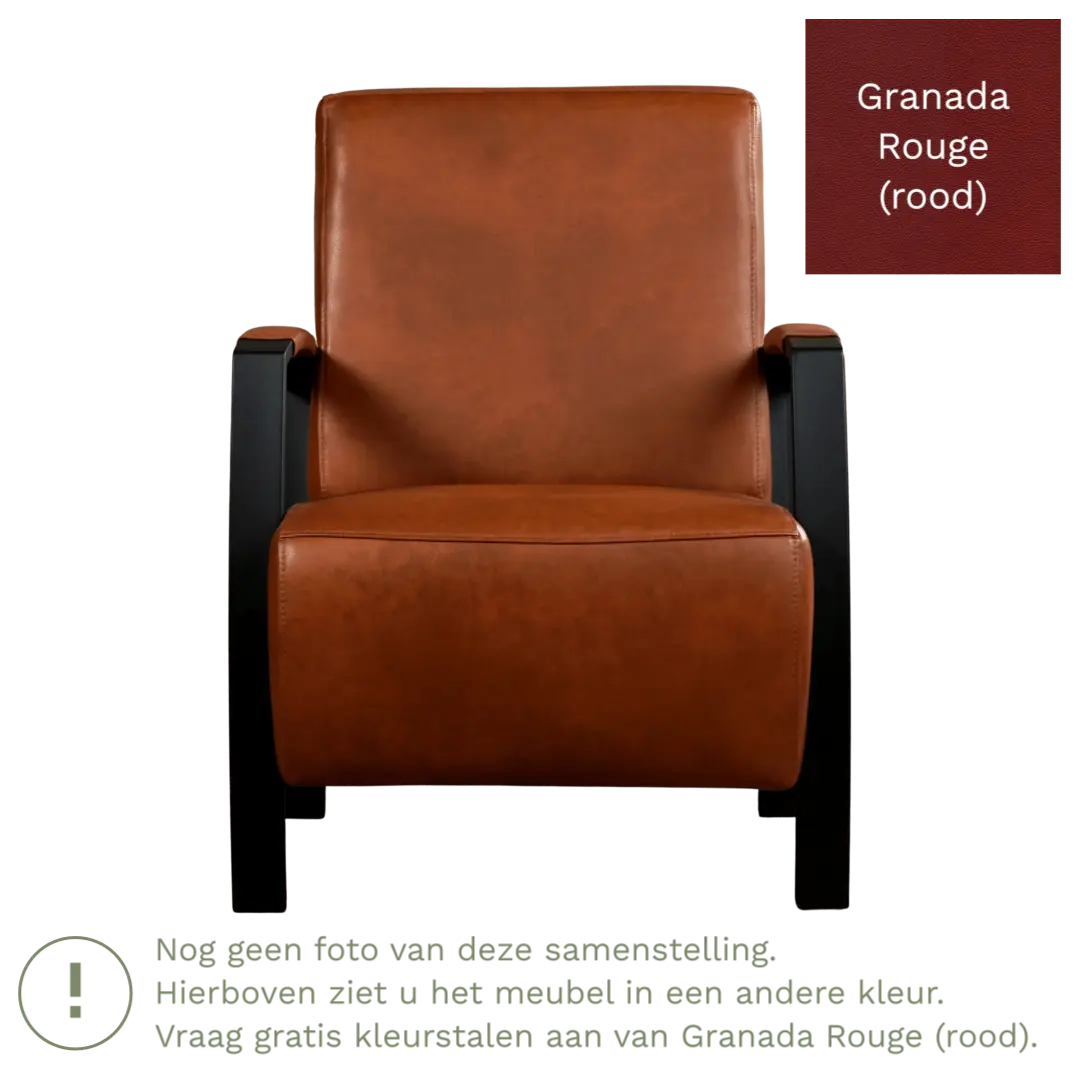 afbeelding van Leren fauteuil Glory - Granada Rouge (rood)