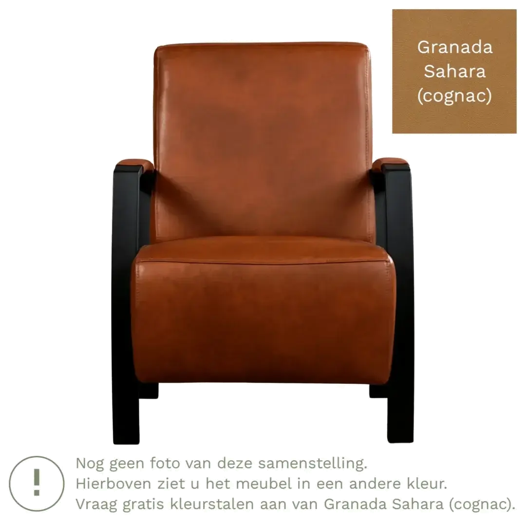 afbeelding van Leren fauteuil Glory - Granada Sahara (cognac)