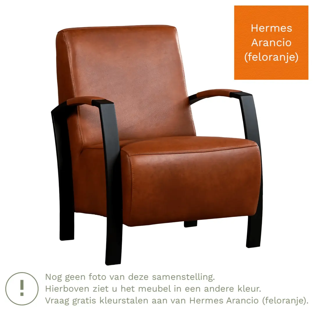 afbeelding van Leren fauteuil Glory - Hermes Arancio (feloranje)