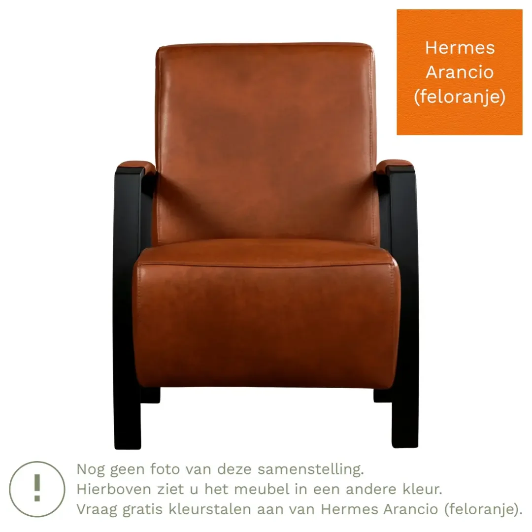afbeelding van Leren fauteuil Glory - Hermes Arancio (feloranje)