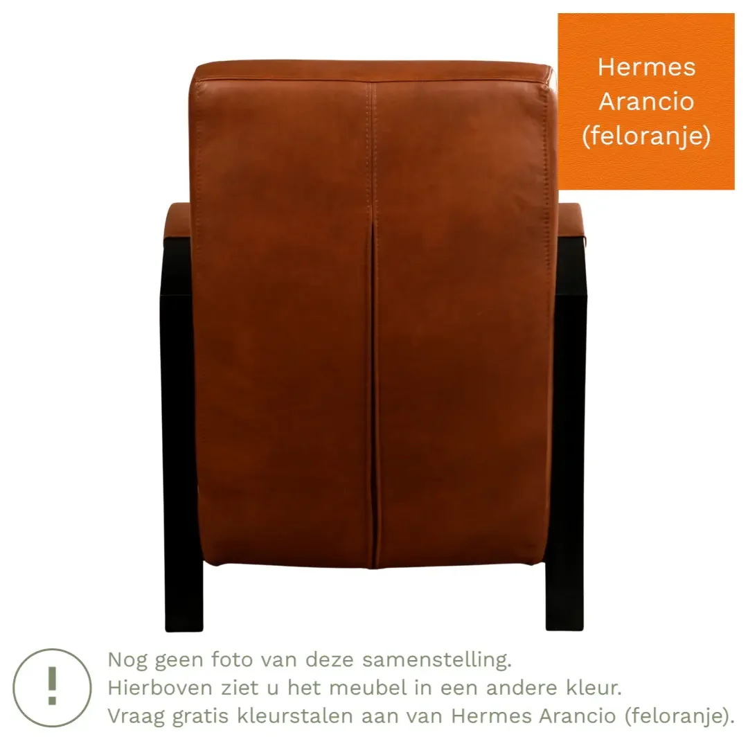 afbeelding van Leren fauteuil Glory - Hermes Arancio (feloranje)