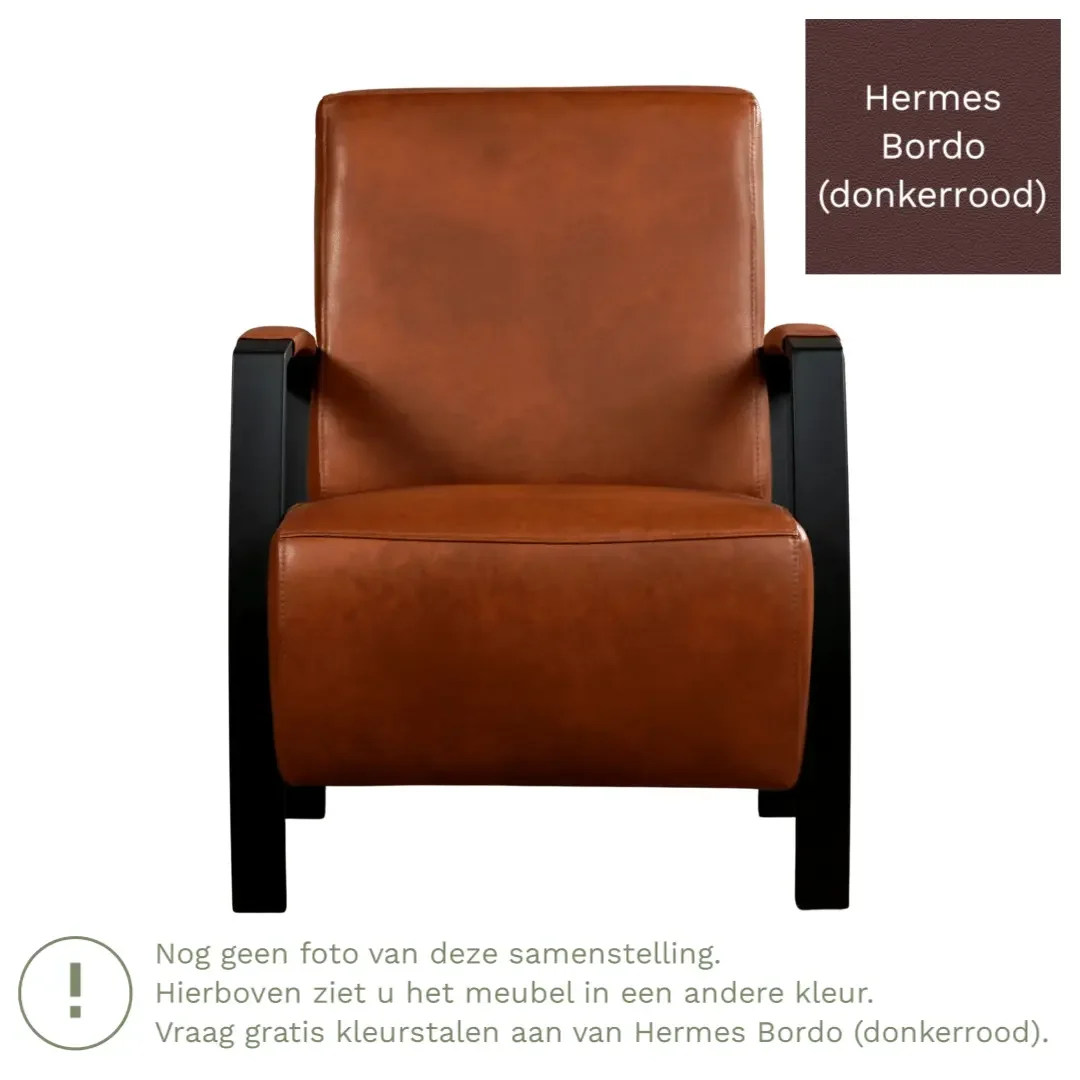 afbeelding van Leren fauteuil Glory - Hermes Bordo (donkerrood)