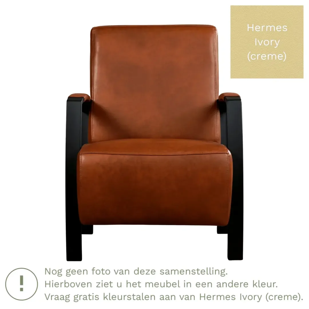 afbeelding van Leren fauteuil Glory - Hermes Ivory (crème)