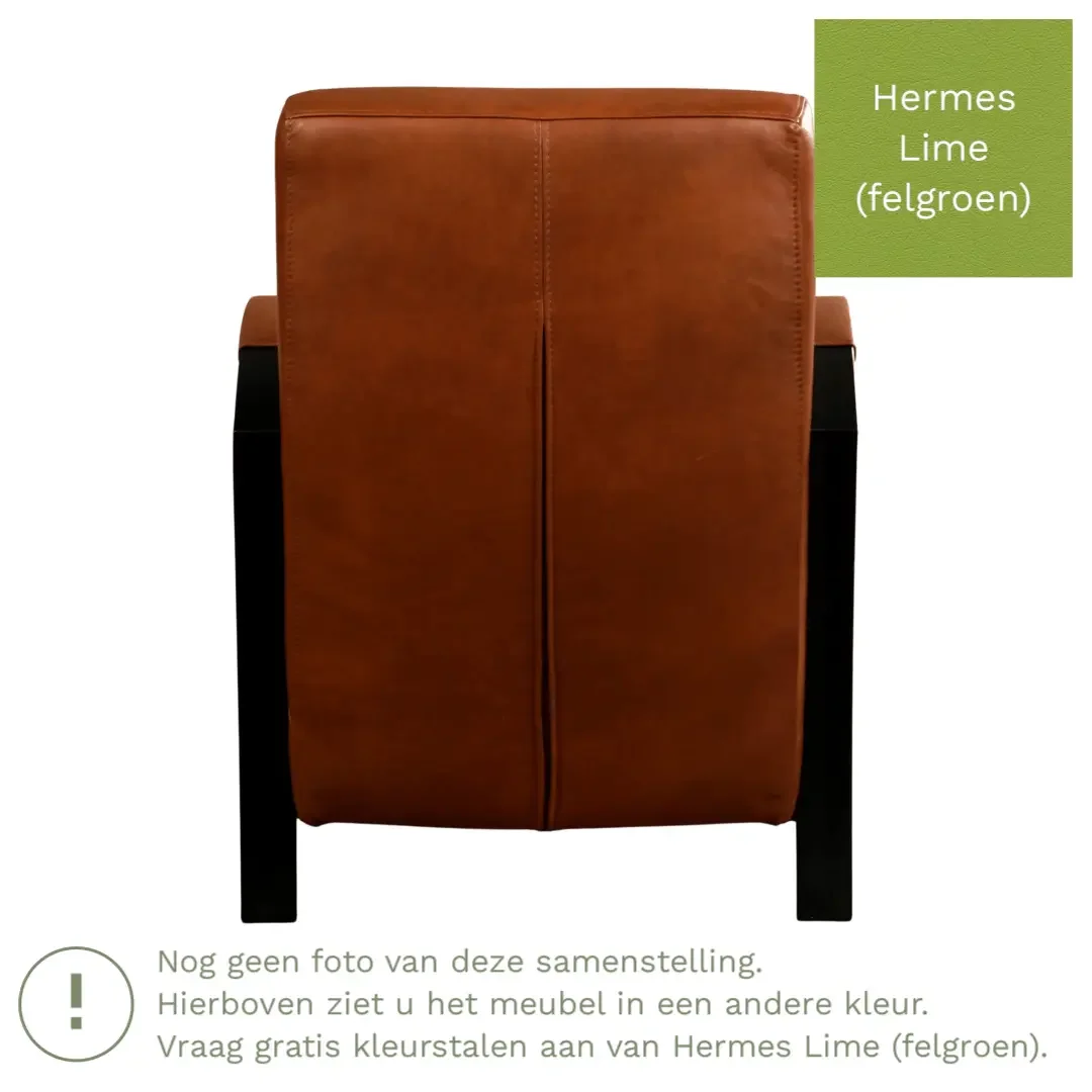 afbeelding van Leren fauteuil Glory - Hermes Lime (felgroen)