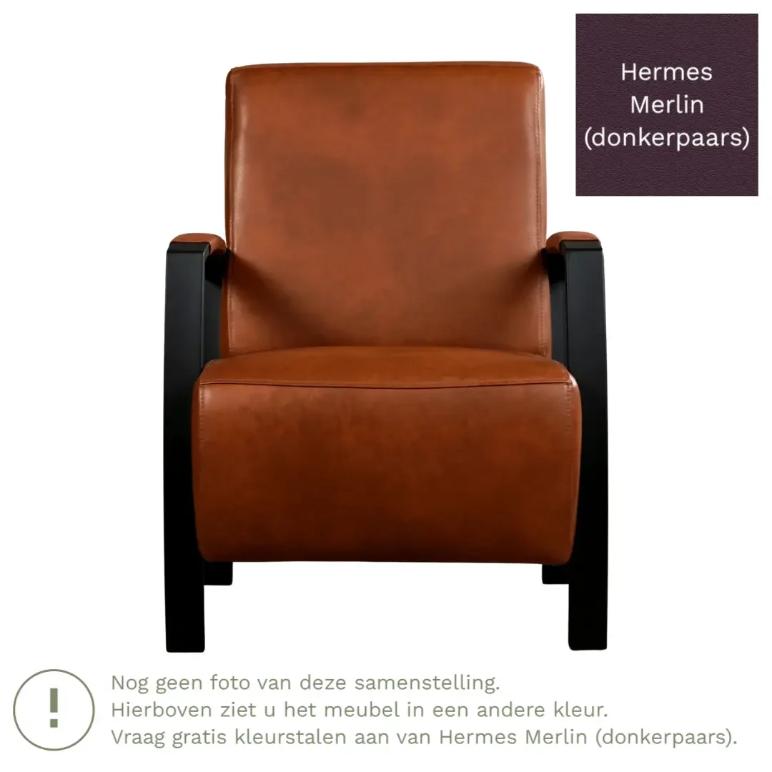afbeelding van Leren fauteuil Glory - Hermes Merlin (donkerpaars)