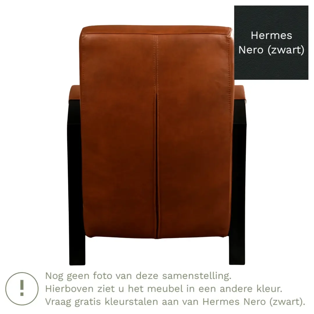 afbeelding van Leren fauteuil Glory - Hermes Nero (zwart)