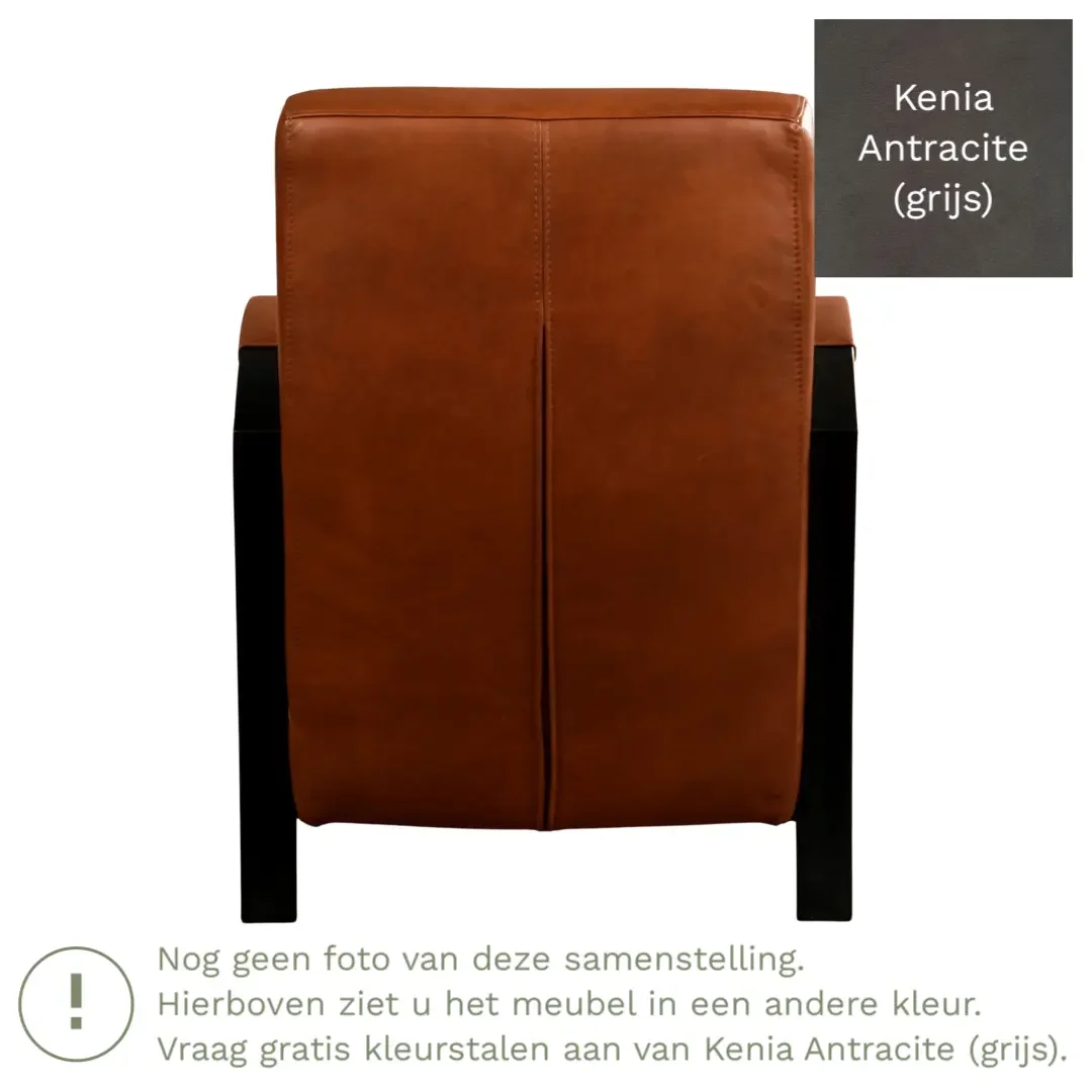 afbeelding van Leren fauteuil Glory - Kenia Antracite (grijs)