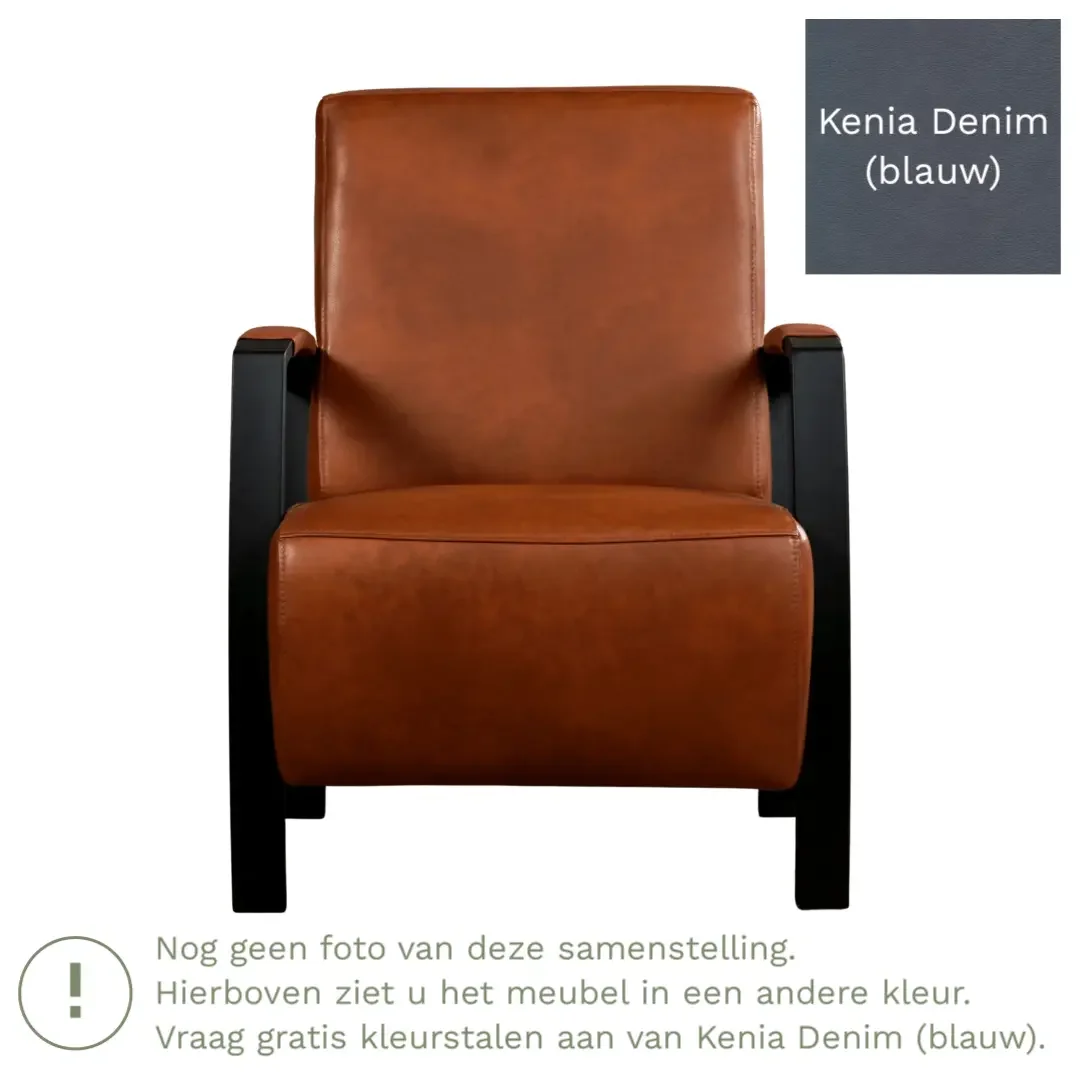 afbeelding van Leren fauteuil Glory - Kenia Denim (blauw)