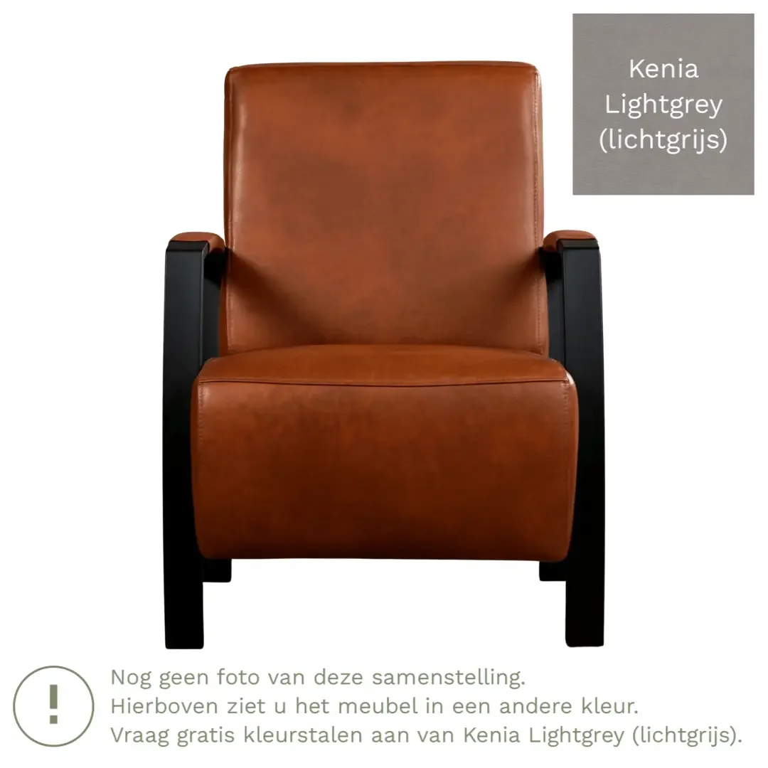 afbeelding van Leren fauteuil Glory - Kenia Lightgrey (lichtgrijs)
