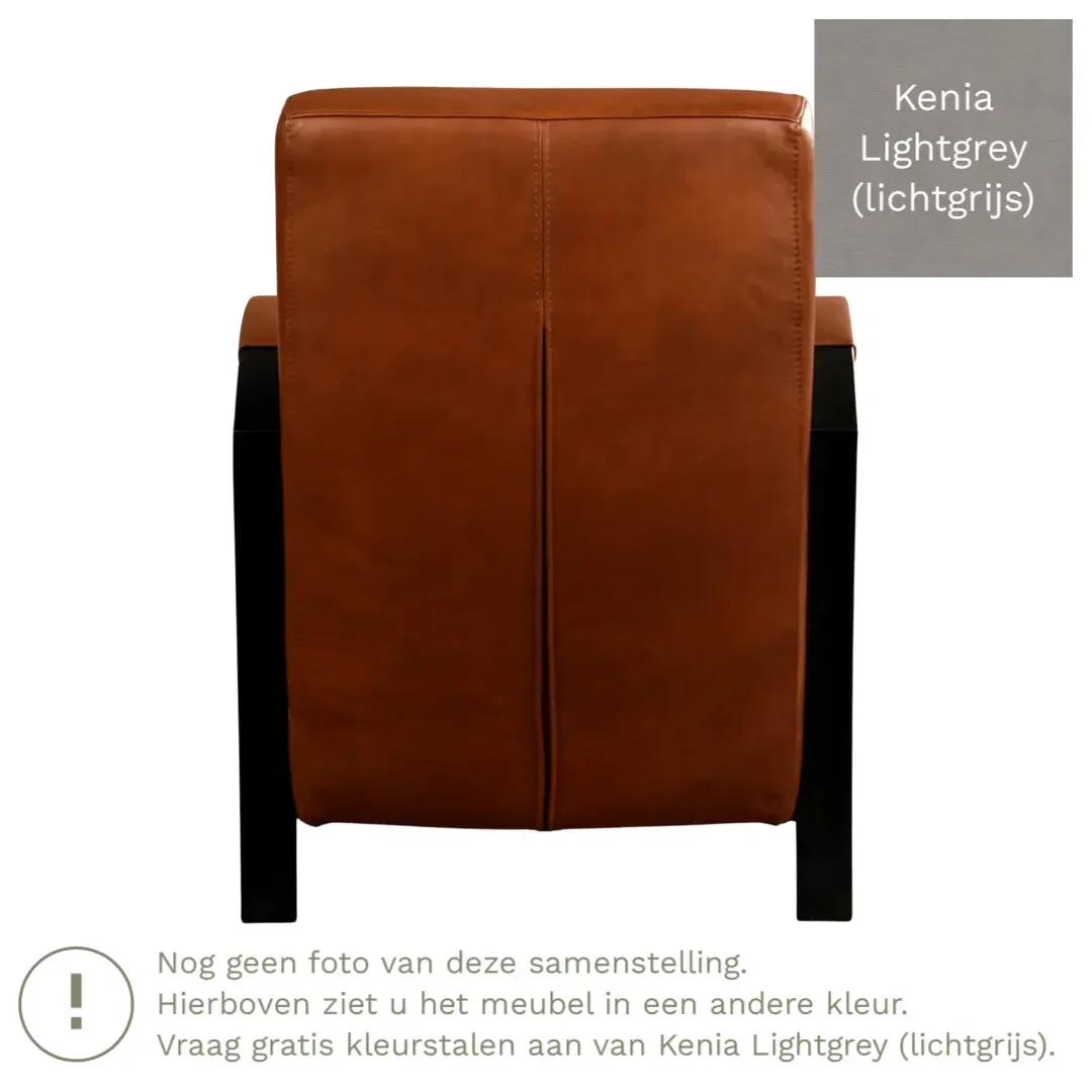 afbeelding van Leren fauteuil Glory - Kenia Lightgrey (lichtgrijs)