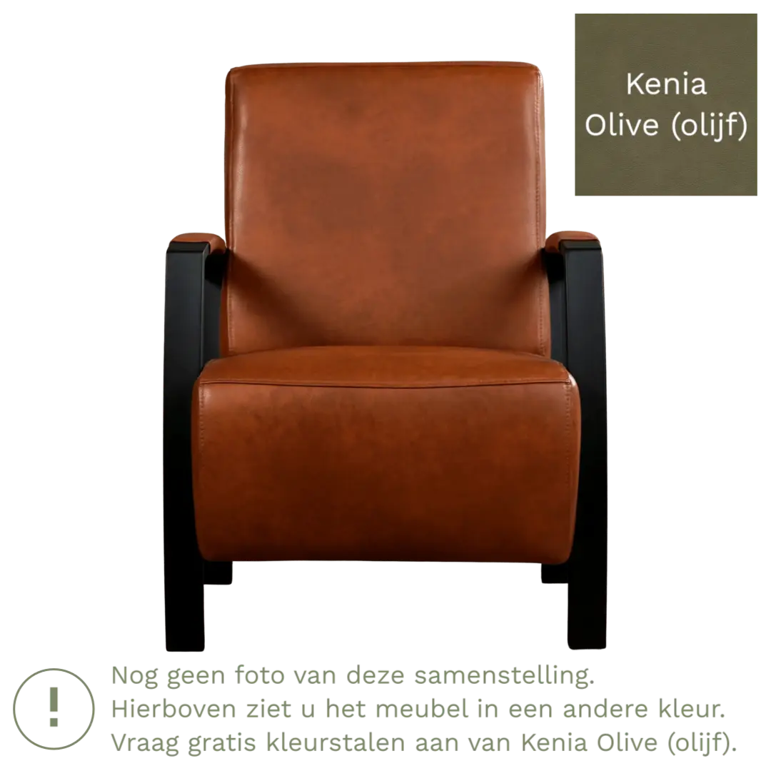 afbeelding van Leren fauteuil Glory - Kenia Olive (olijf)
