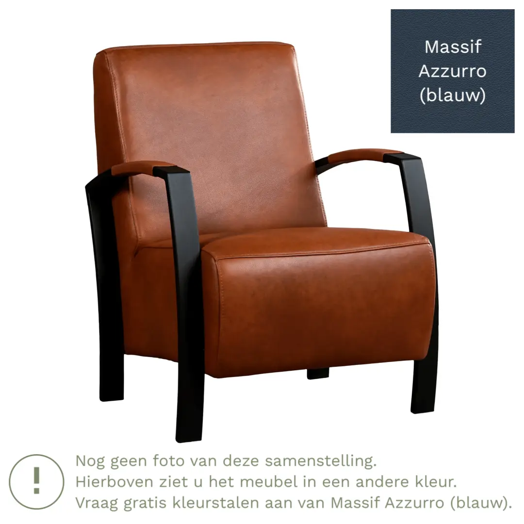 afbeelding van Leren fauteuil Glory - Massif Azzurro (blauw)