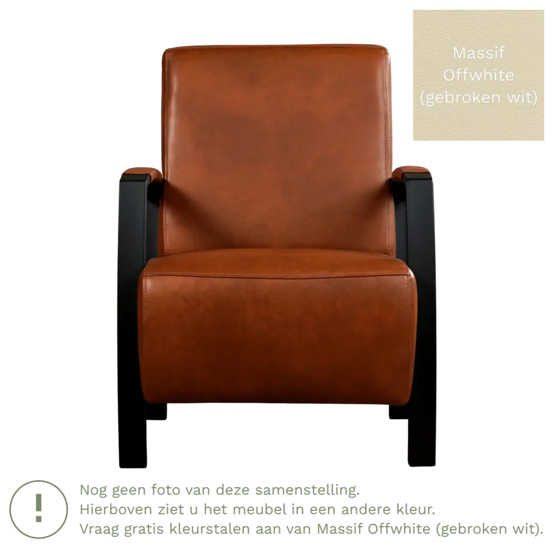afbeelding van Leren fauteuil Glory - Massif Offwhite (gebroken wit)