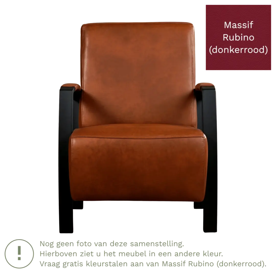 afbeelding van Leren fauteuil Glory - Massif Rubino (donkerrood)