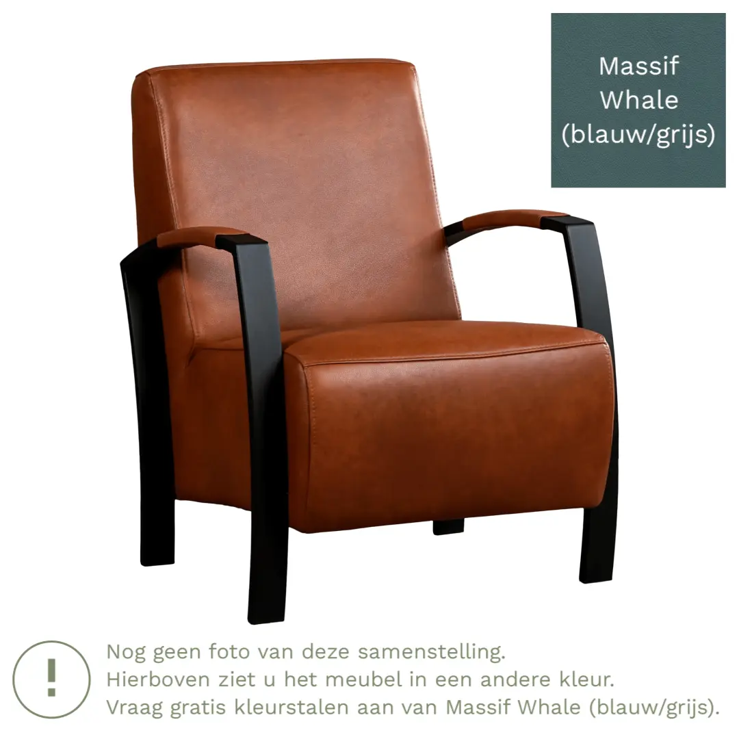 afbeelding van Leren fauteuil Glory - Massif Whale (blauw/grijs)