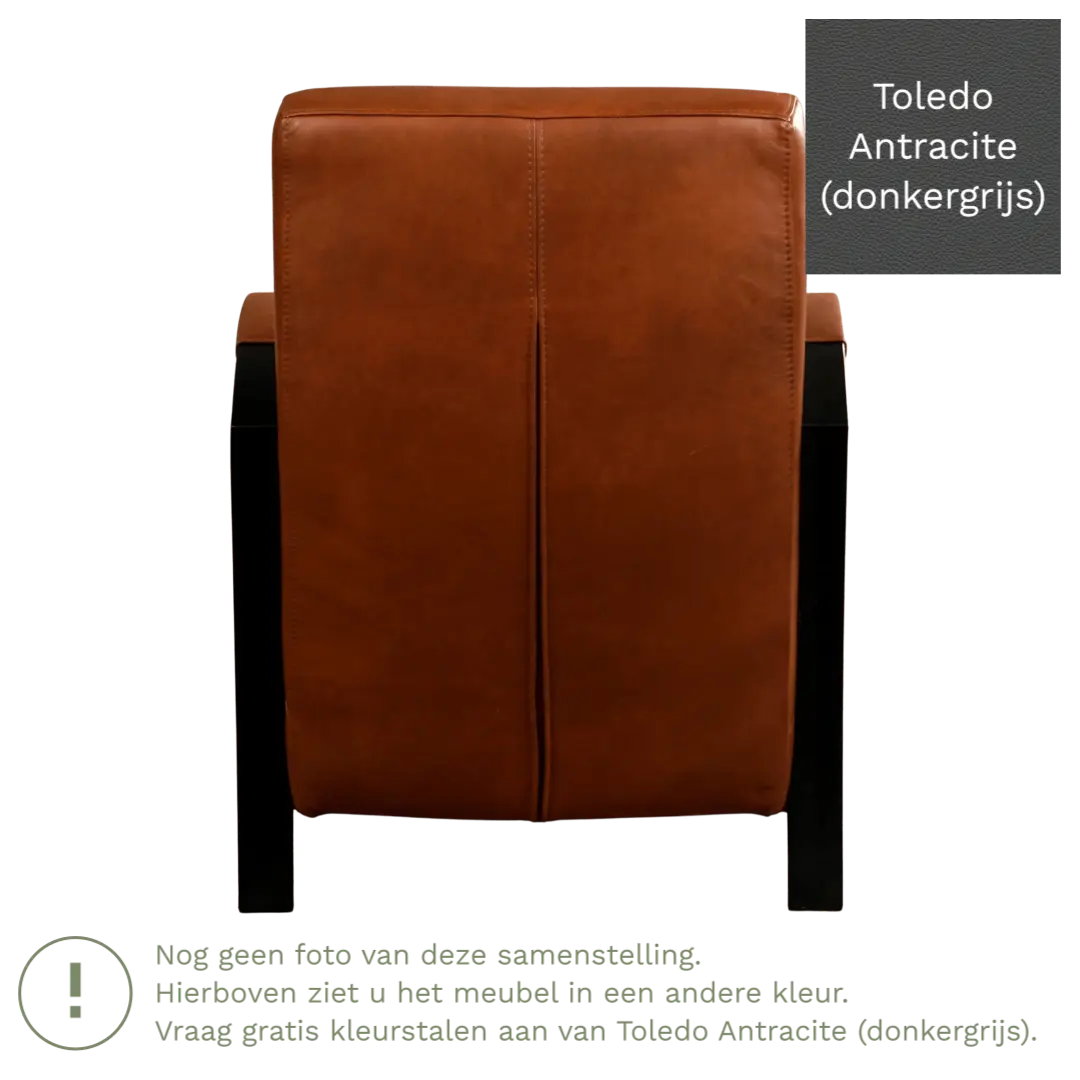 afbeelding van Leren fauteuil Glory - Toledo Antracite (donkergrijs)