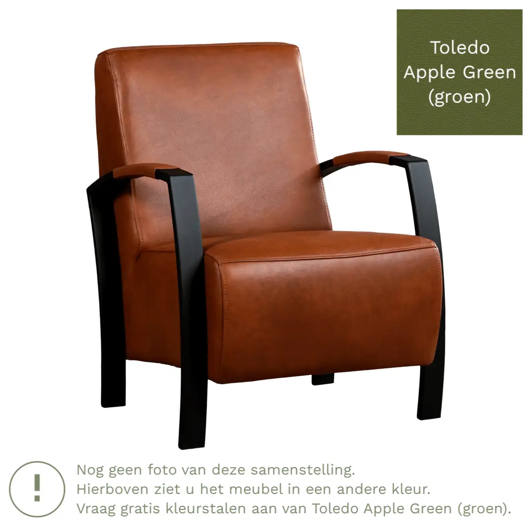 afbeelding van Leren fauteuil Glory - Toledo Apple Green (groen)