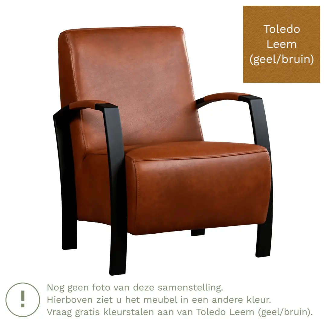 afbeelding van Leren fauteuil Glory - Toledo Leem (geel/bruin)