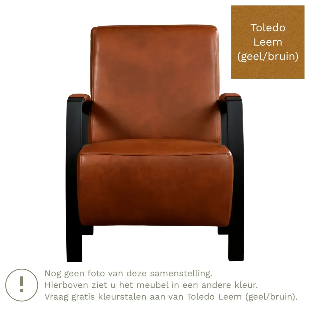 afbeelding van Leren fauteuil Glory - Toledo Leem (geel/bruin)