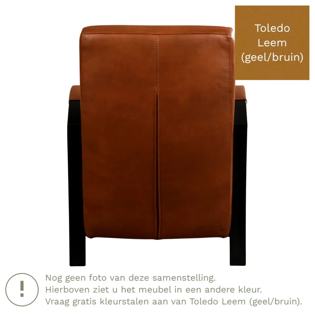 afbeelding van Leren fauteuil Glory - Toledo Leem (geel/bruin)