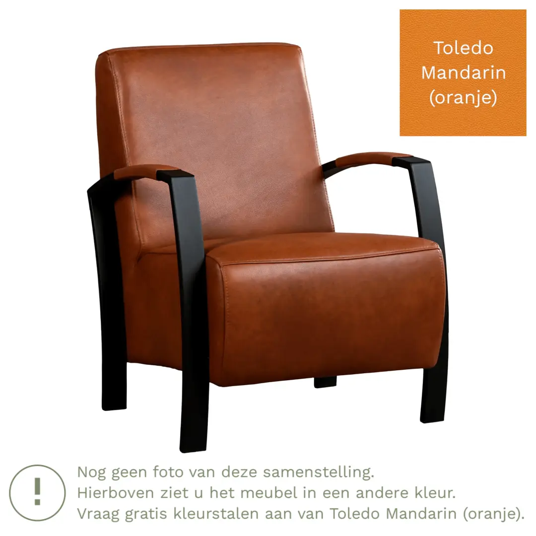 afbeelding van Leren fauteuil Glory - Toledo Mandarin (oranje)
