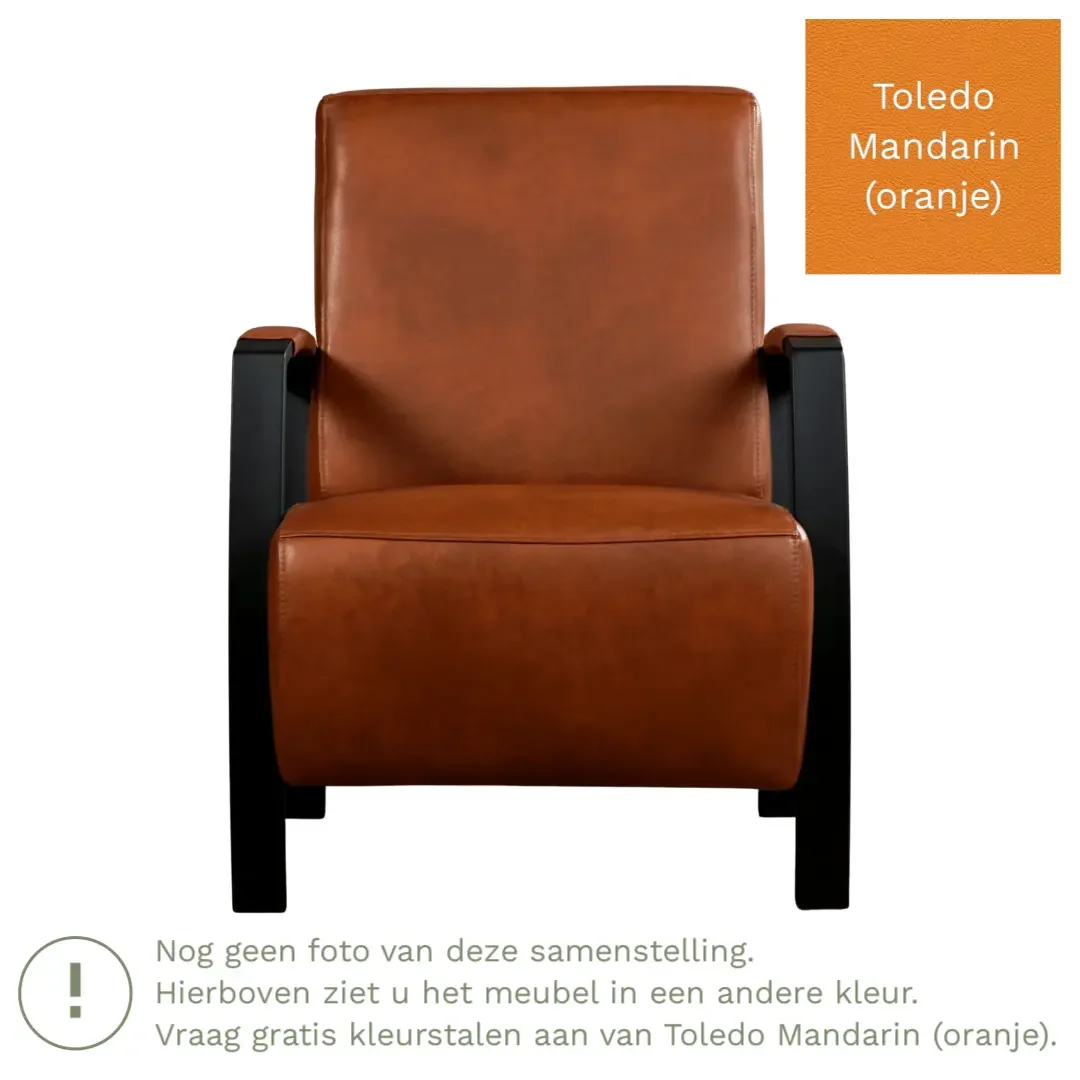afbeelding van Leren fauteuil Glory - Toledo Mandarin (oranje)
