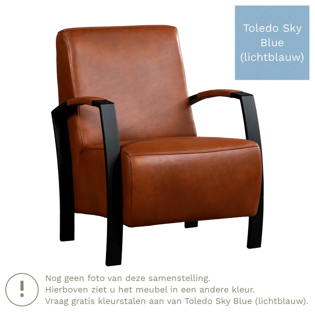 afbeelding van Leren fauteuil Glory - Toledo Sky Blue (lichtblauw)