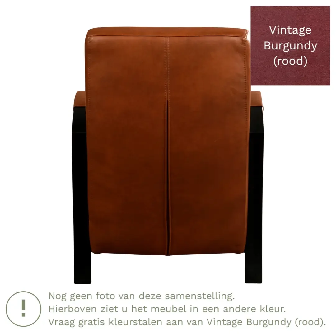afbeelding van Leren fauteuil Glory - Vintage Burgundy (rood)