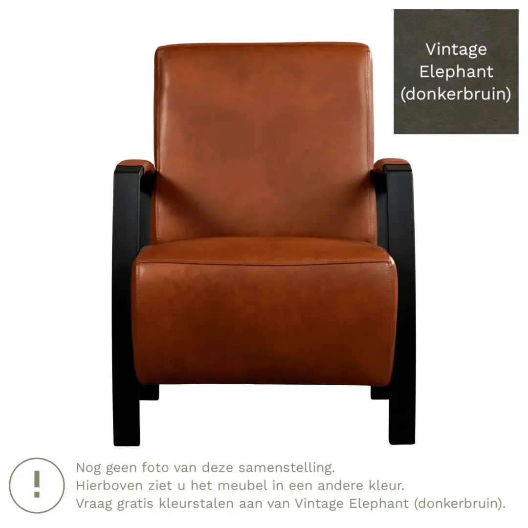 afbeelding van Leren fauteuil Glory - Vintage Elephant (donkerbruin)