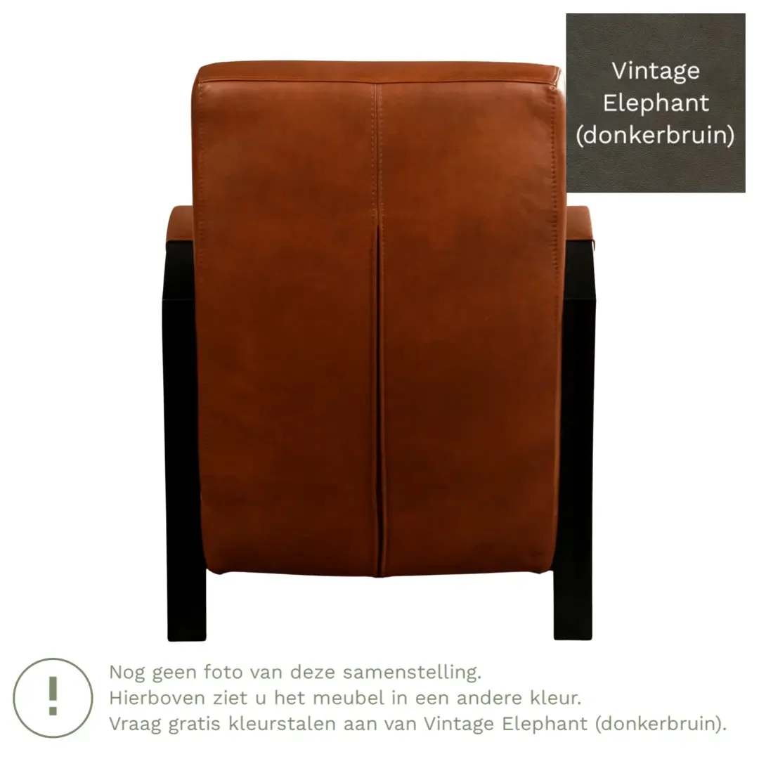 afbeelding van Leren fauteuil Glory - Vintage Elephant (donkerbruin)