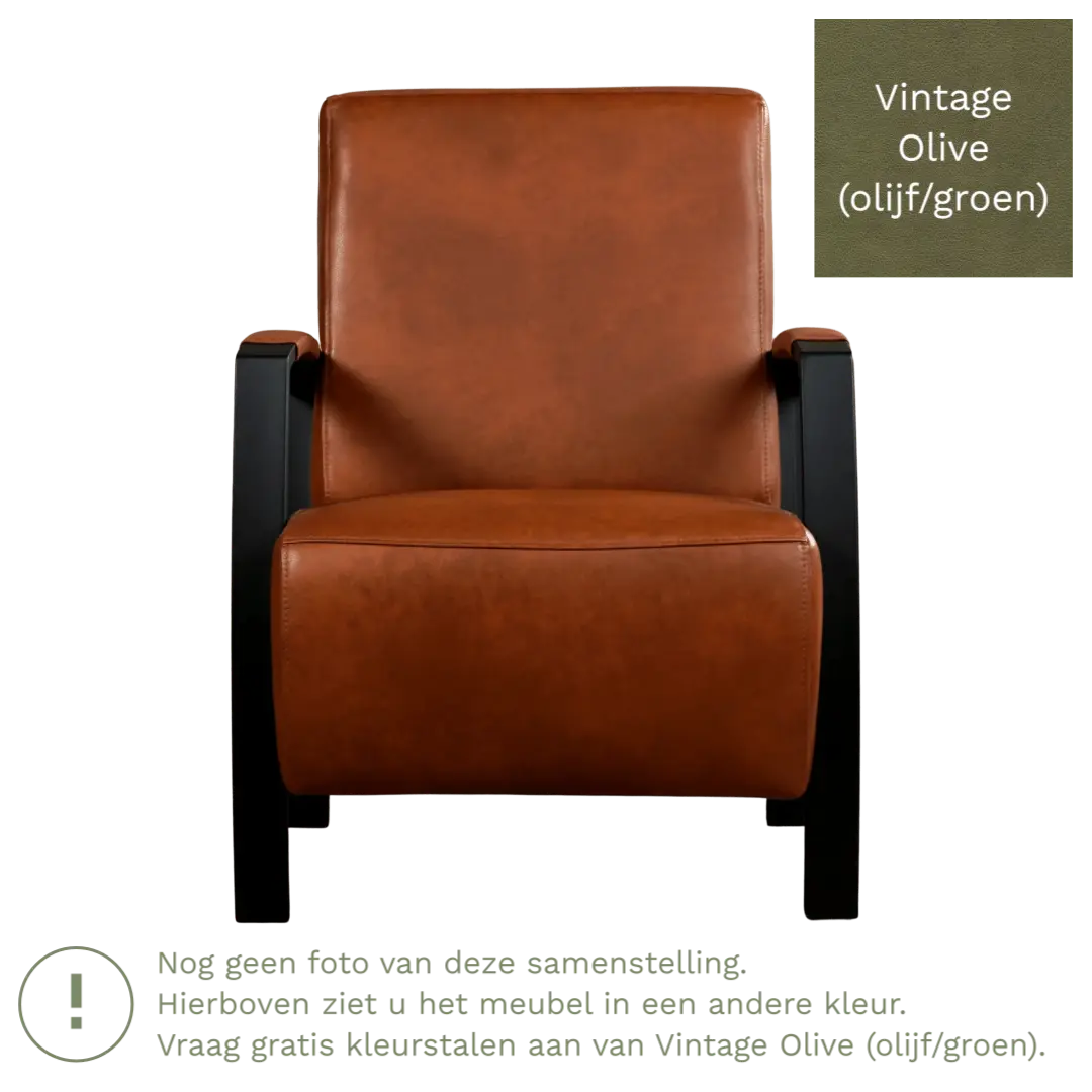 afbeelding van Leren fauteuil Glory - Vintage Olive (olijf/groen)