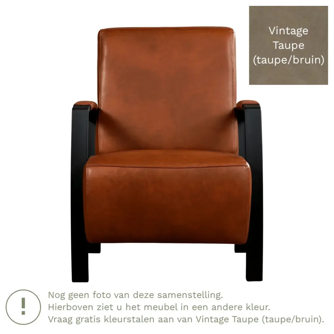 afbeelding van Leren fauteuil Glory - Vintage Taupe (taupe/bruin)